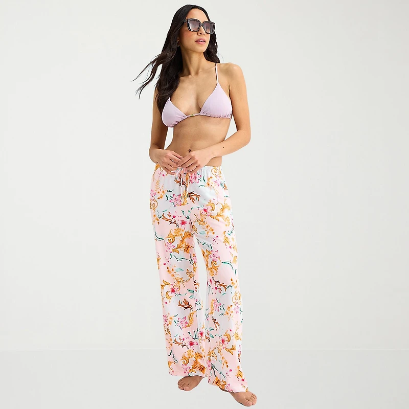 Mynah Womens Floral Pants Swimsuit Cover-Up