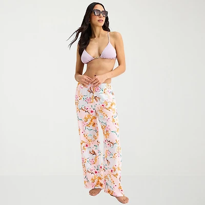 Mynah Womens Floral Pants Swimsuit Cover-Up