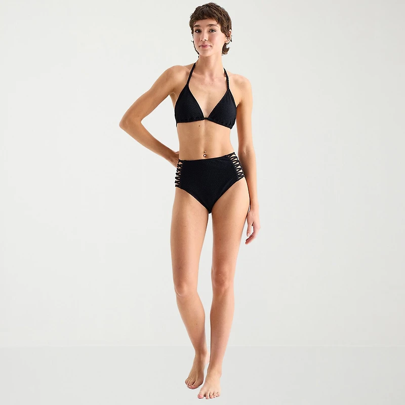 Arizona Adjustable Straps Juniors Triangle Bikini Swimsuit Top