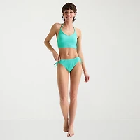 Arizona Womens Adjustable Straps Textured Juniors Bikini Halter Swimsuit Top