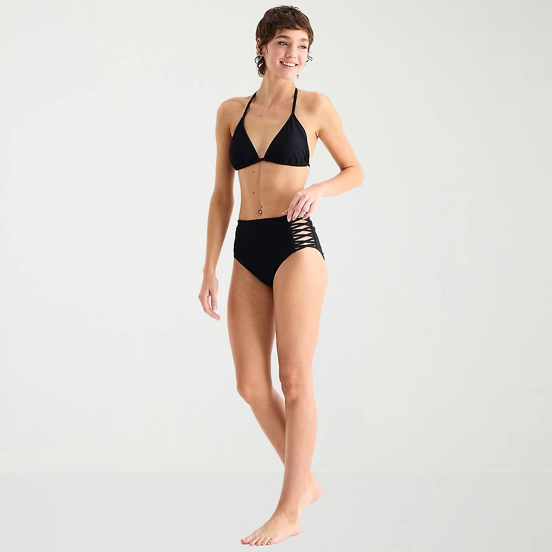 Arizona Womens Lined Juniors Moderate Coverage High Waist Bikini Swimsuit Bottom