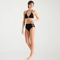 Arizona Womens Lined Juniors Moderate Coverage High Waist Bikini Swimsuit Bottom