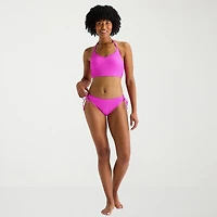 Arizona Womens Adjustable Straps Textured Juniors Bikini Halter Swimsuit Top