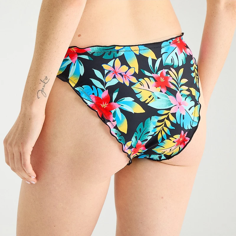 Arizona Womens Lined Tropical Leaf Juniors Cheeky Hipster Bikini Swimsuit Bottom