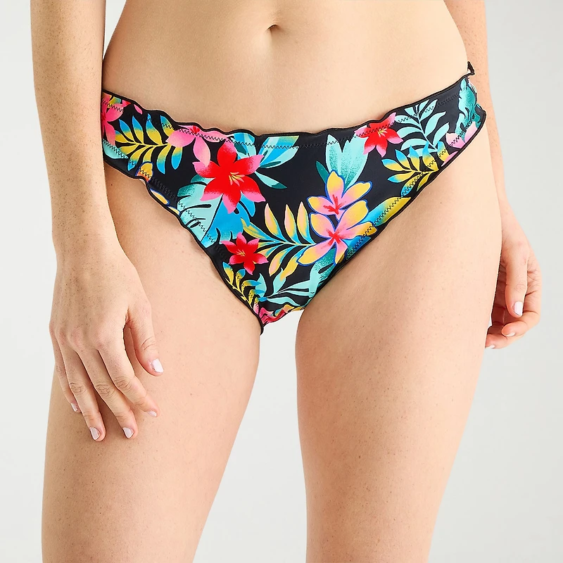 Arizona Womens Lined Tropical Leaf Juniors Cheeky Hipster Bikini Swimsuit Bottom