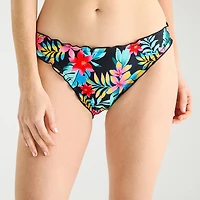 Arizona Womens Lined Tropical Leaf Juniors Cheeky Hipster Bikini Swimsuit Bottom