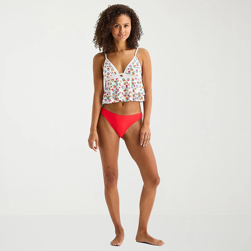Arizona Womens Floral Juniors Midkini Swimsuit Top