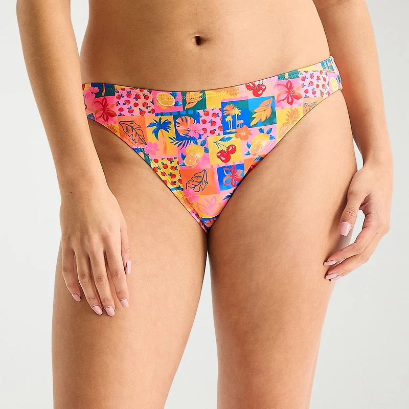 Arizona Womens Lined Tropical Juniors Cheeky Hipster Bikini Swimsuit Bottom