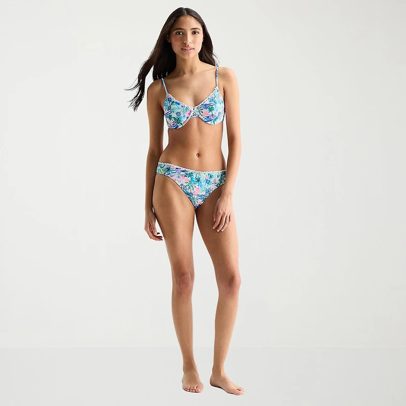 Arizona Womens Adjustable Straps Tropical Leaf Juniors Bralette Bikini Swimsuit Top