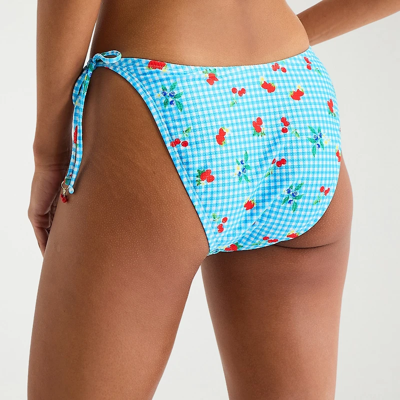 Arizona Womens Lined Side Tie Gingham Juniors Moderate Coverage Bikini Swimsuit Bottom