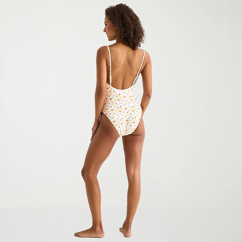 Arizona Womens Juniors Cheeky One Piece Swimsuit