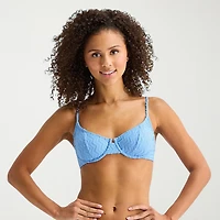 Arizona Womens Adjustable Straps Textured Chevron Juniors Bralette Bikini Swimsuit Top