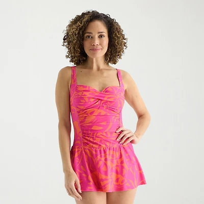 Liz Claiborne Womens Exotic Tropical Leaf Swim Dress