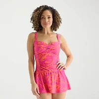 Liz Claiborne Womens Exotic Tropical Leaf Swim Dress