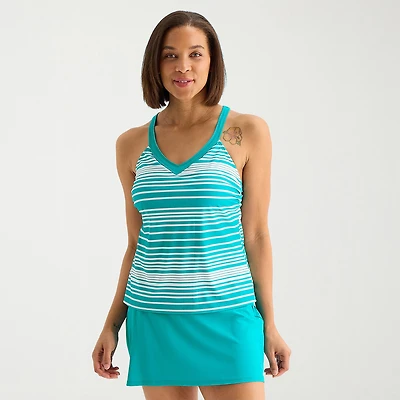 Sonnet Shores Womens Striped Bandeau Bikini Swimsuit Top