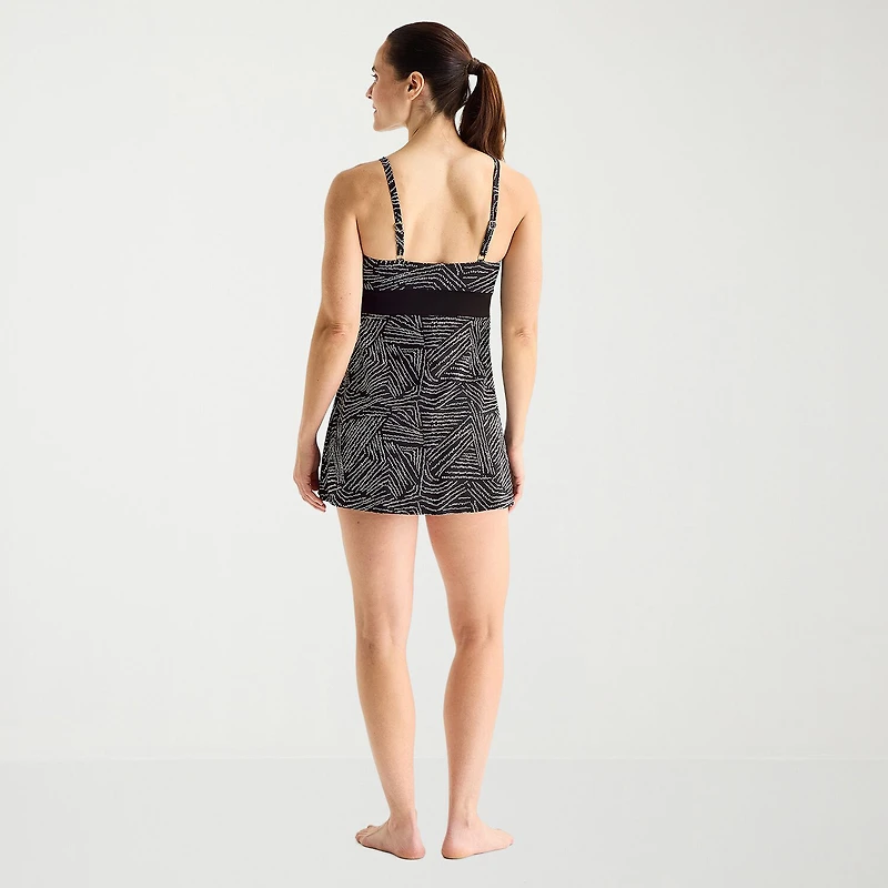 Sonnet Shores Womens Tropical Striped Swim Dress
