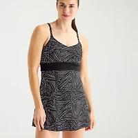 Sonnet Shores Womens Tropical Striped Swim Dress