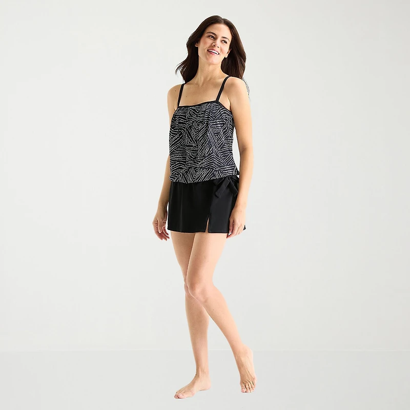 Sonnet Shores Womens Lined Striped Tankini Swimsuit Top