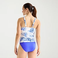 Liz Claiborne Womens Lined Shirred Tankini Swimsuit Top