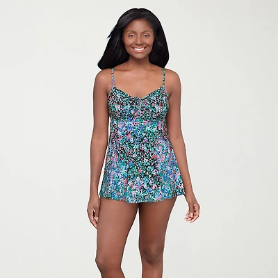 Sonnet Shores Womens Dots Swim Dress