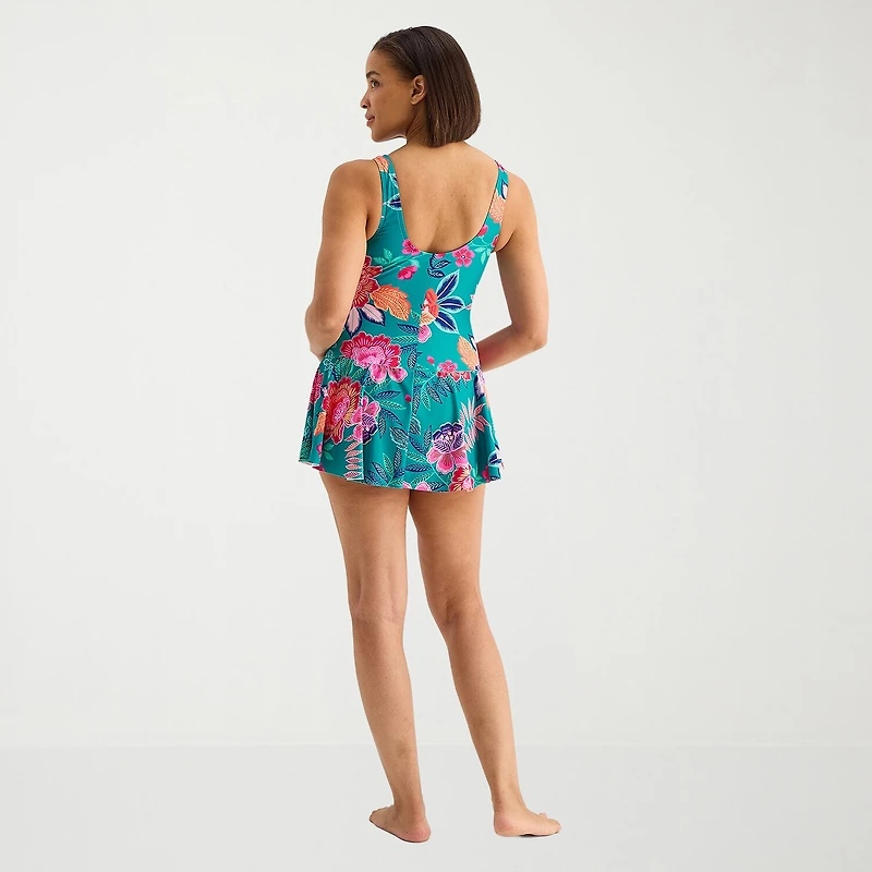 Sonnet Shores Womens Floral Swim Dress