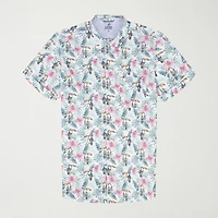 IZOD Dockside Chambray Mens Short Sleeve Classic Fit Big and Tall Button-Down Shirt