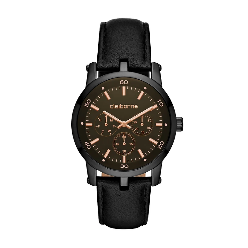 Liz Claiborne Mens Blue Leather Strap Watch Clm1217