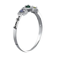 Personalized Womens Genuine Sterling Silver Heart 3-Stone Cocktail Ring
