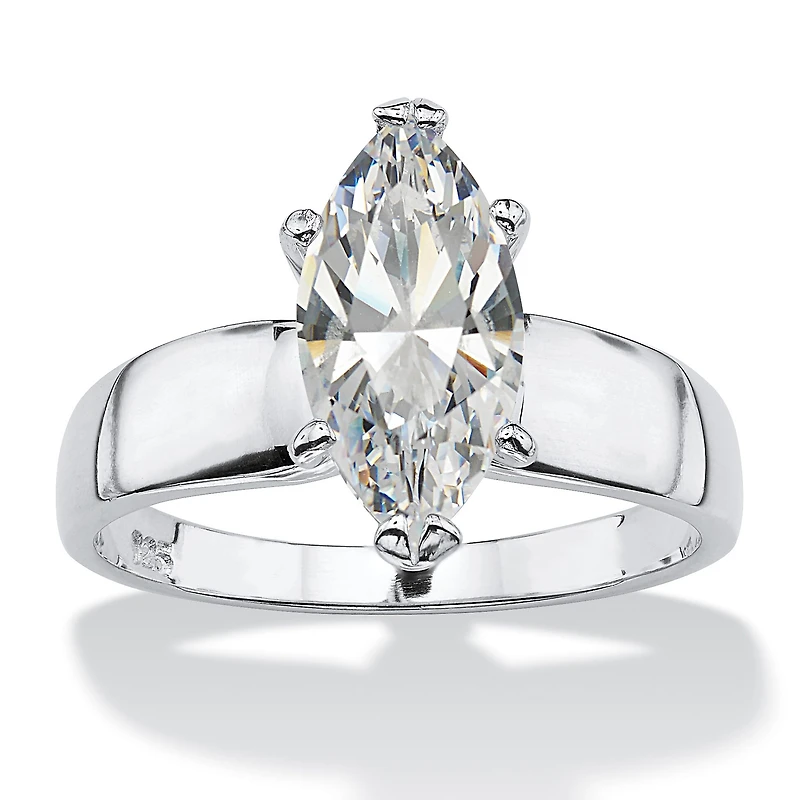 DiamonArt® Womens 2 CT. T.W. White Cubic Zirconia Sterling Silver Engagement Ring