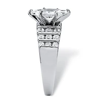 DiamonArt® Womens / CT. T.W. White Cubic Zirconia Platinum Over Silver Engagement Ring