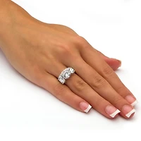 DiamonArt® Womens 5 / CT. T.W. White Cubic Zirconia Platinum Over Silver Round Bridal Set