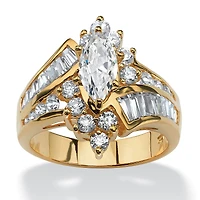 DiamonArt® Womens 3 1/4 CT. T.W. White Cubic Zirconia 18K Gold Over Silver Engagement Ring
