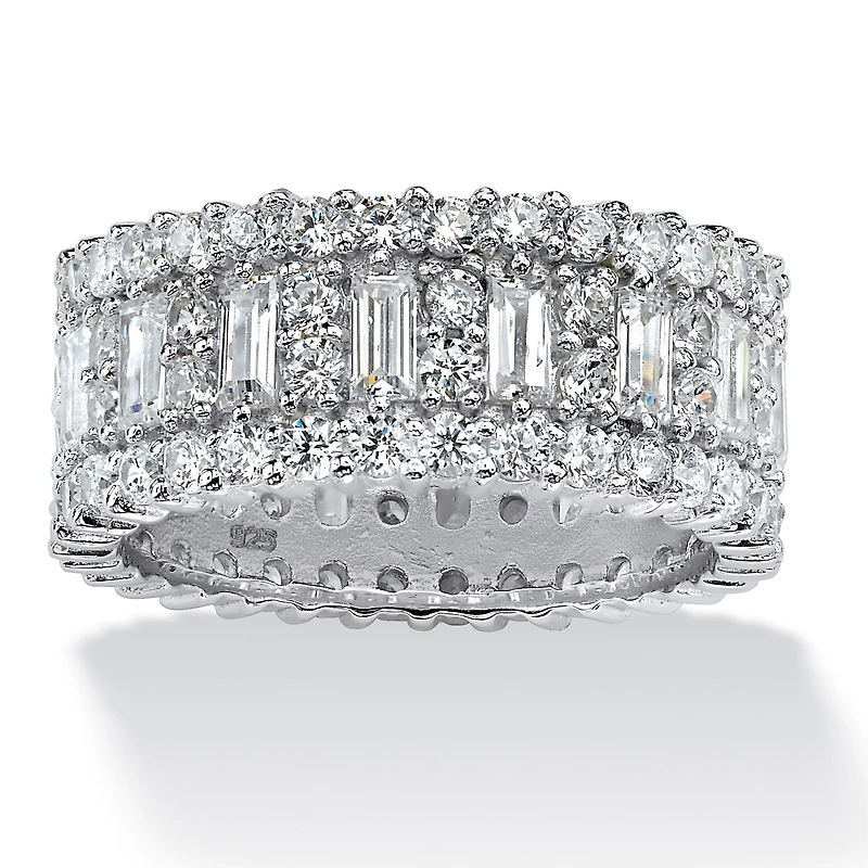 DiamonArt® 9M 4 3/4 CT. T.W. White Cubic Zirconia Platinum Over Silver Rectangular Band