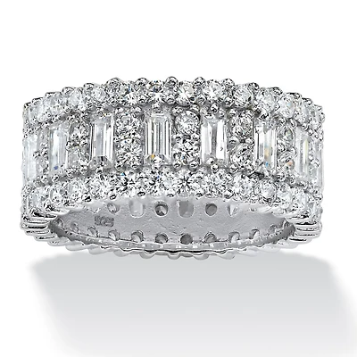 DiamonArt® 9M 4 3/4 CT. T.W. White Cubic Zirconia Platinum Over Silver Rectangular Band