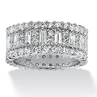DiamonArt® 9M 4 3/4 CT. T.W. White Cubic Zirconia Platinum Over Silver Rectangular Band