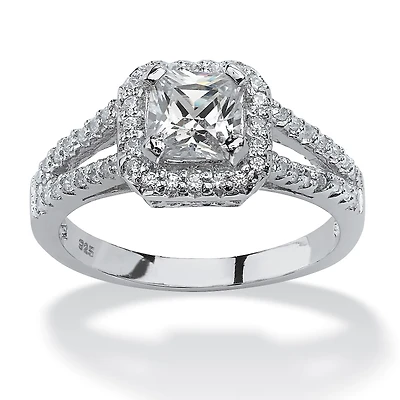 DiamonArt® Womens 1 5/8 CT. T.W. White Cubic Zirconia Platinum Over Silver Square Engagement Ring