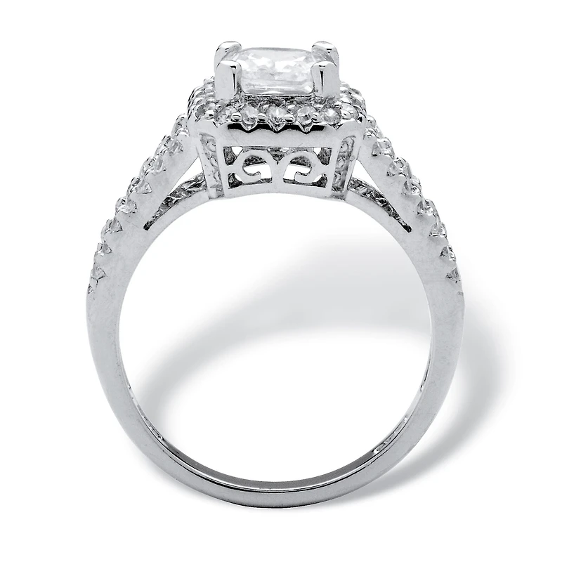 DiamonArt® Womens 1 5/8 CT. T.W. White Cubic Zirconia Platinum Over Silver Square Engagement Ring