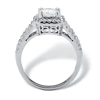 DiamonArt® Womens 1 5/8 CT. T.W. White Cubic Zirconia Platinum Over Silver Square Engagement Ring