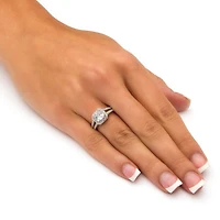 DiamonArt® Womens 1 5/8 CT. T.W. White Cubic Zirconia Platinum Over Silver Square Engagement Ring