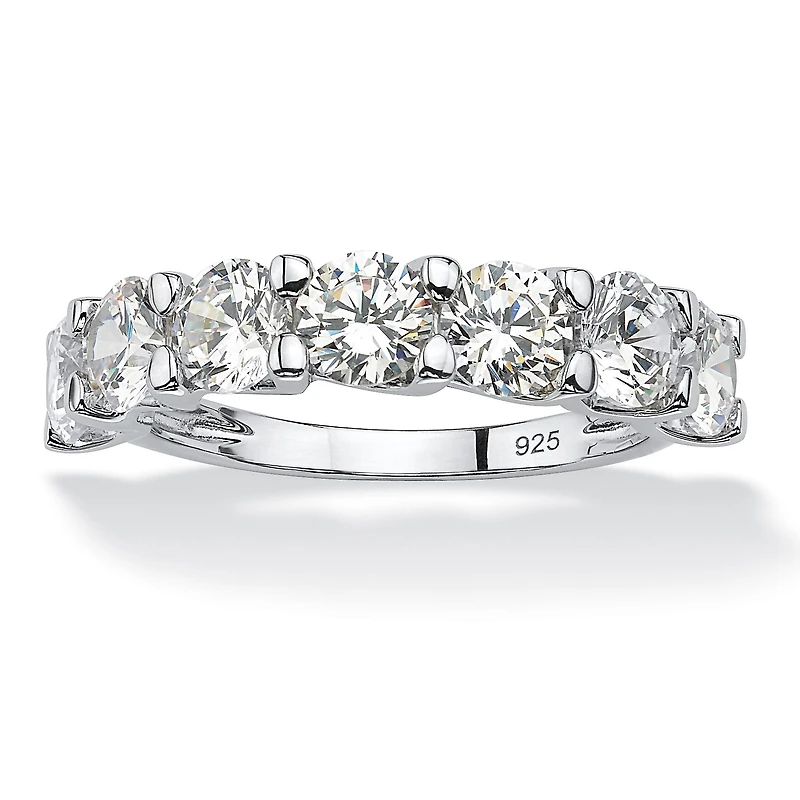 DiamonArt® 2MM 3 1/2 CT. T.W White Cubic Zirconia Platinum Over Silver Round Band