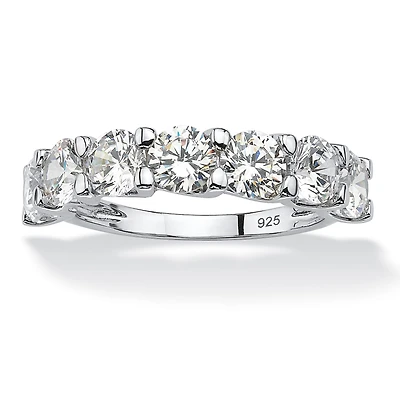 DiamonArt® 2MM 3 1/2 CT. T.W White Cubic Zirconia Platinum Over Silver Round Band