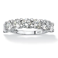 DiamonArt® 2MM 3 1/2 CT. T.W White Cubic Zirconia Platinum Over Silver Round Band