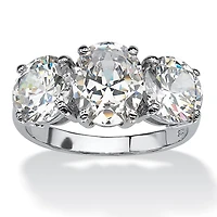 DiamonArt® Womens White Cubic Zirconia Platinum Over Silver Oval Engagement Ring