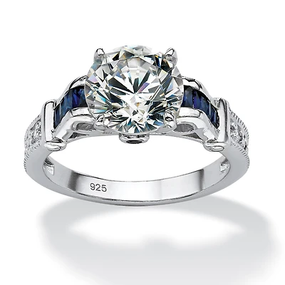 DiamonArt® Womens 5 CT. T.W. White Cubic Zirconia Platinum Over Silver Round Engagement Ring