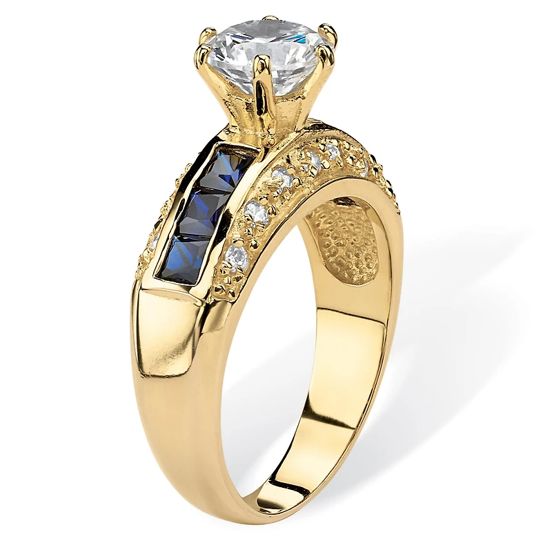 DiamonArt® Womens 3 1/2 CT. T.W White Cubic Zirconia 14K Gold Over Silver Round Engagement Ring
