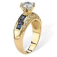 DiamonArt® Womens 3 1/2 CT. T.W White Cubic Zirconia 14K Gold Over Silver Round Engagement Ring