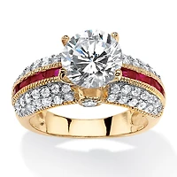 DiamonArt® Womens / CT. T.W. White Cubic Zirconia 14K Gold Over Silver Round Engagement Ring