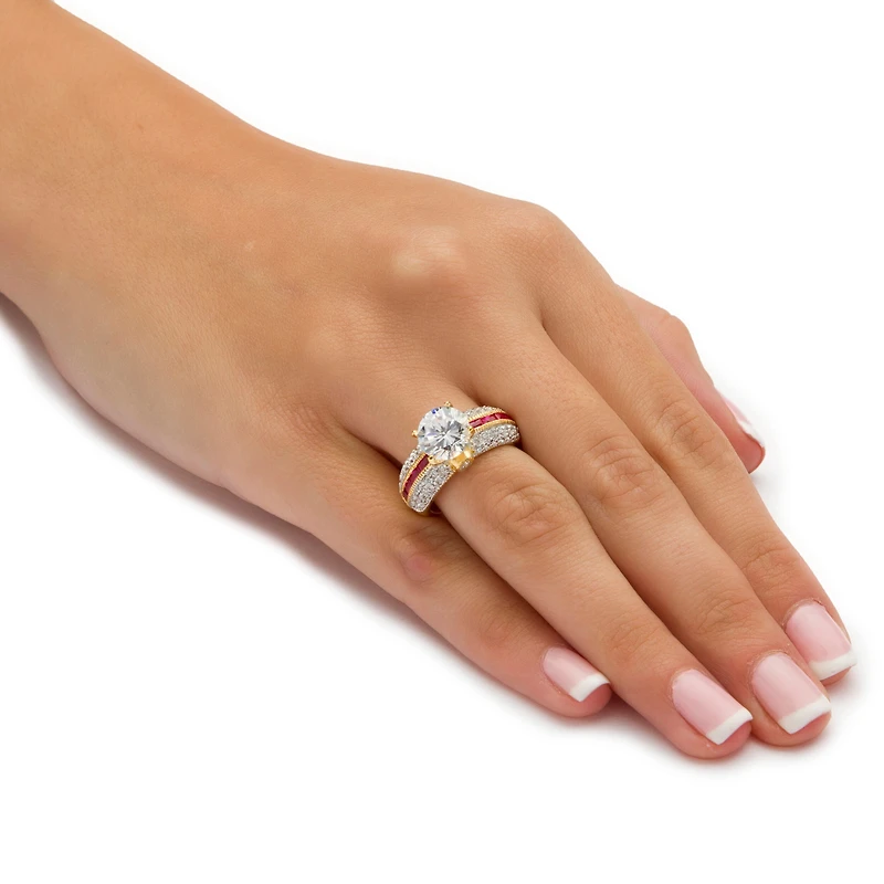 DiamonArt® Womens / CT. T.W. White Cubic Zirconia 14K Gold Over Silver Round Engagement Ring