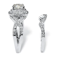 DiamonArt® Womens 2 1/5 CT. T.W. White Cubic Zirconia Platinum Over Silver Round Bridal Set