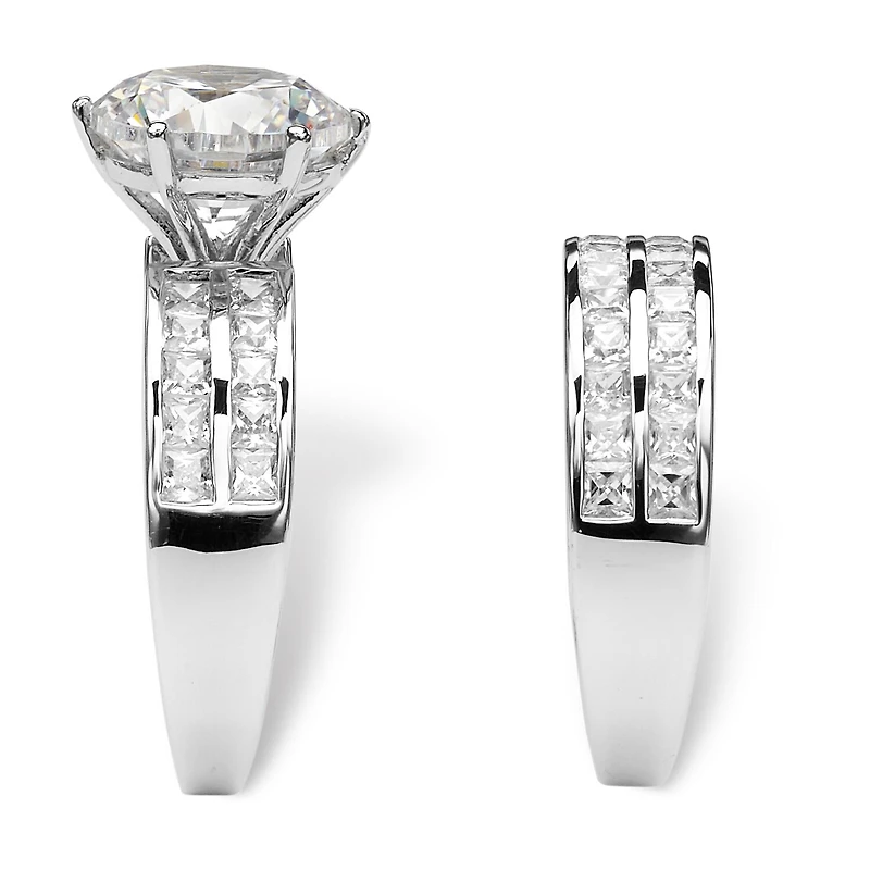 DiamonArt® Womens 5 3/4 CT. T.W. White Cubic Zirconia Platinum Over Silver Round Bridal Set